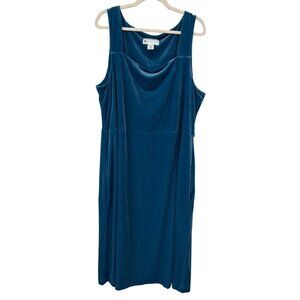 Ella Simone Velvet Maxi Dress Plus Size 1X Sleeveless Square Neck Blue Elegant